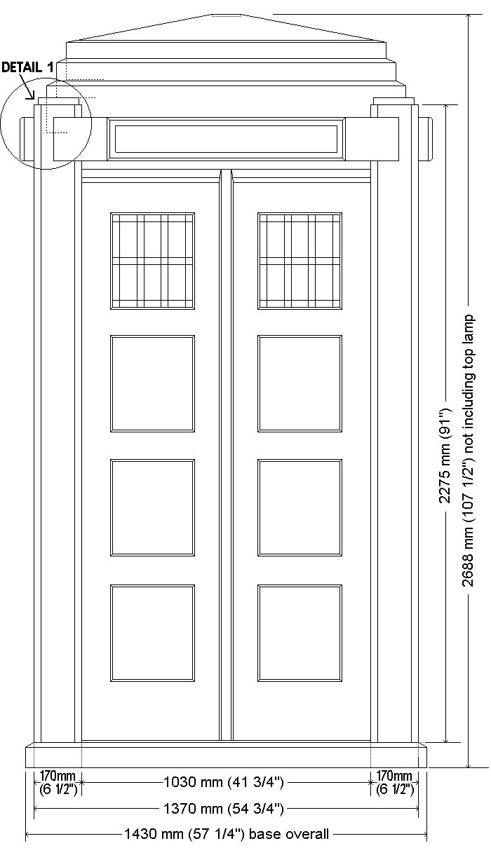 Tardis Plan : Front elevation and floor